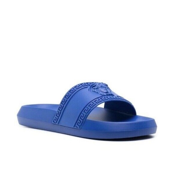 Versace Gomma Men's Royal Blue Medusa Pool Slide Sandal Size 45 EU/ 12 US $425 - Picture 1 of 10